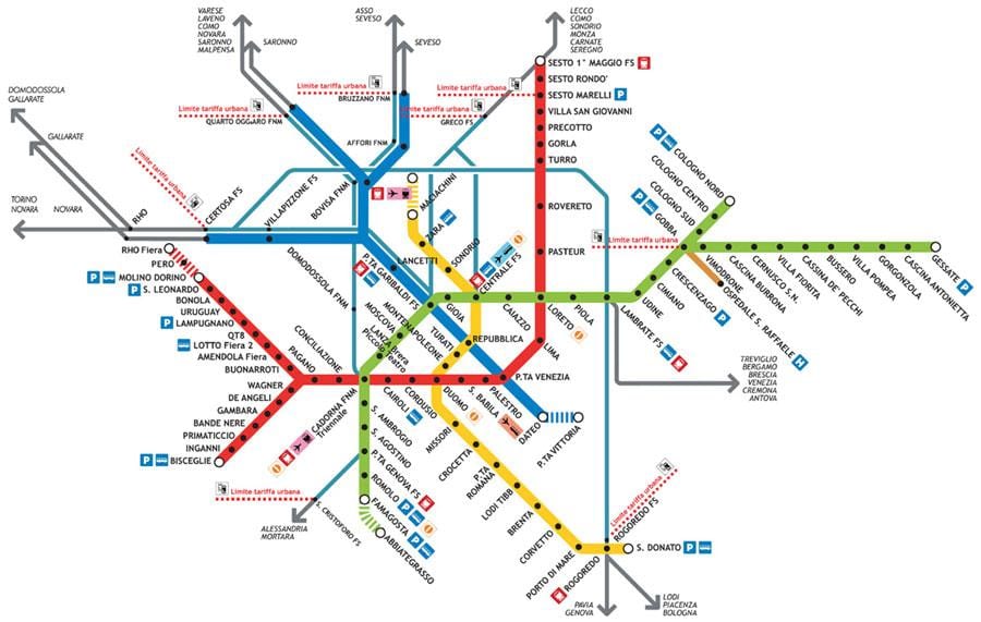 میلان tube map