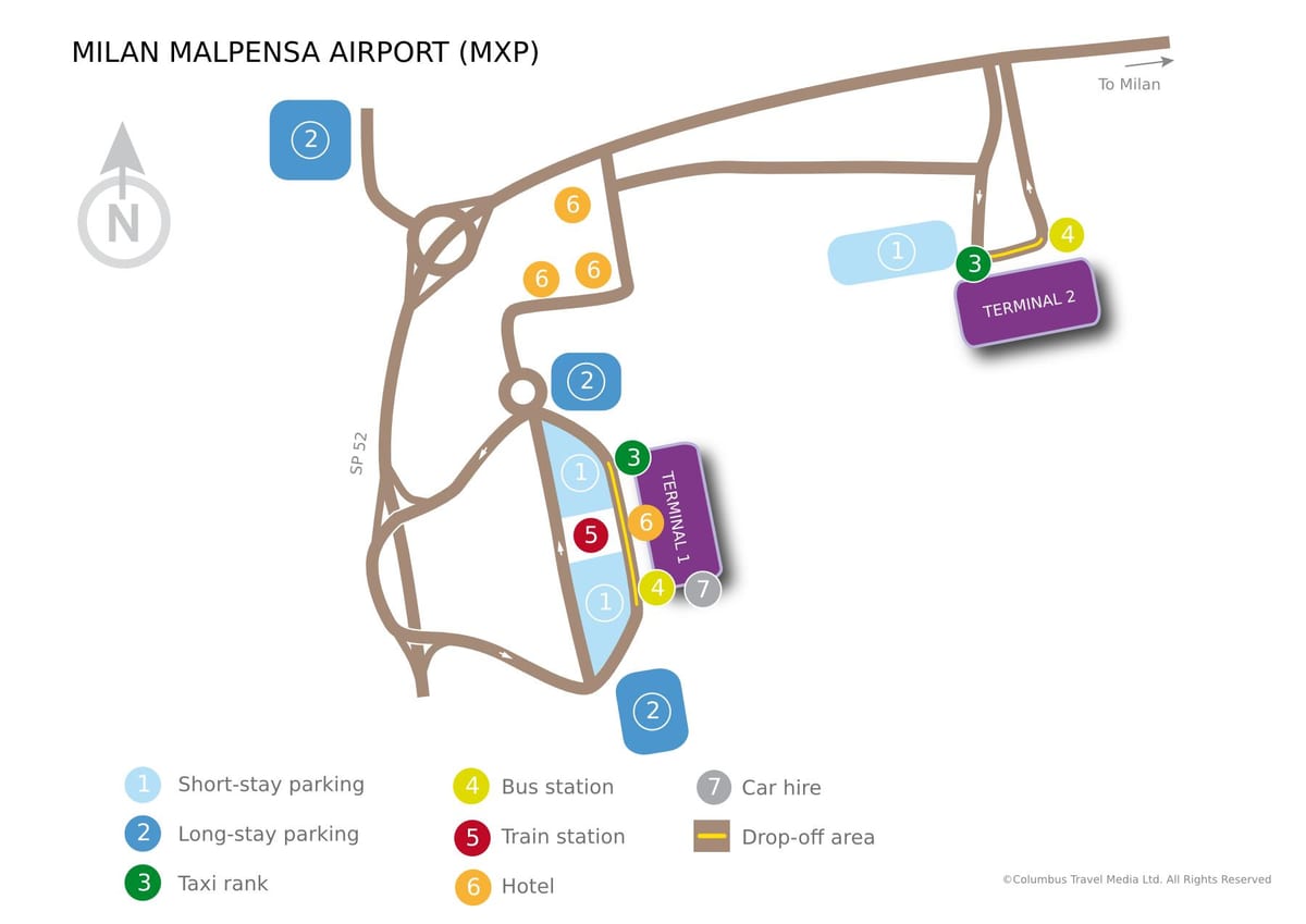 میلان malpensa ترمینال 1 نقشه