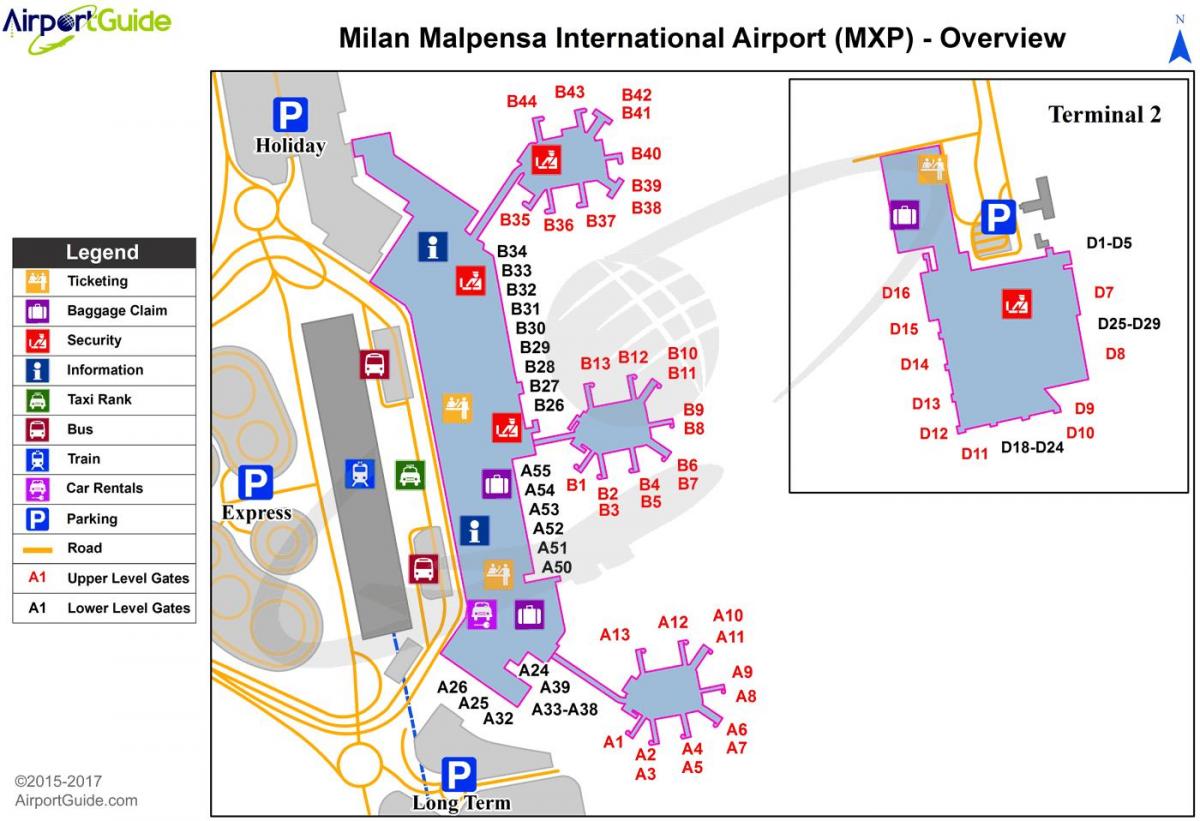 milano malpensa فرودگاه, نقشه