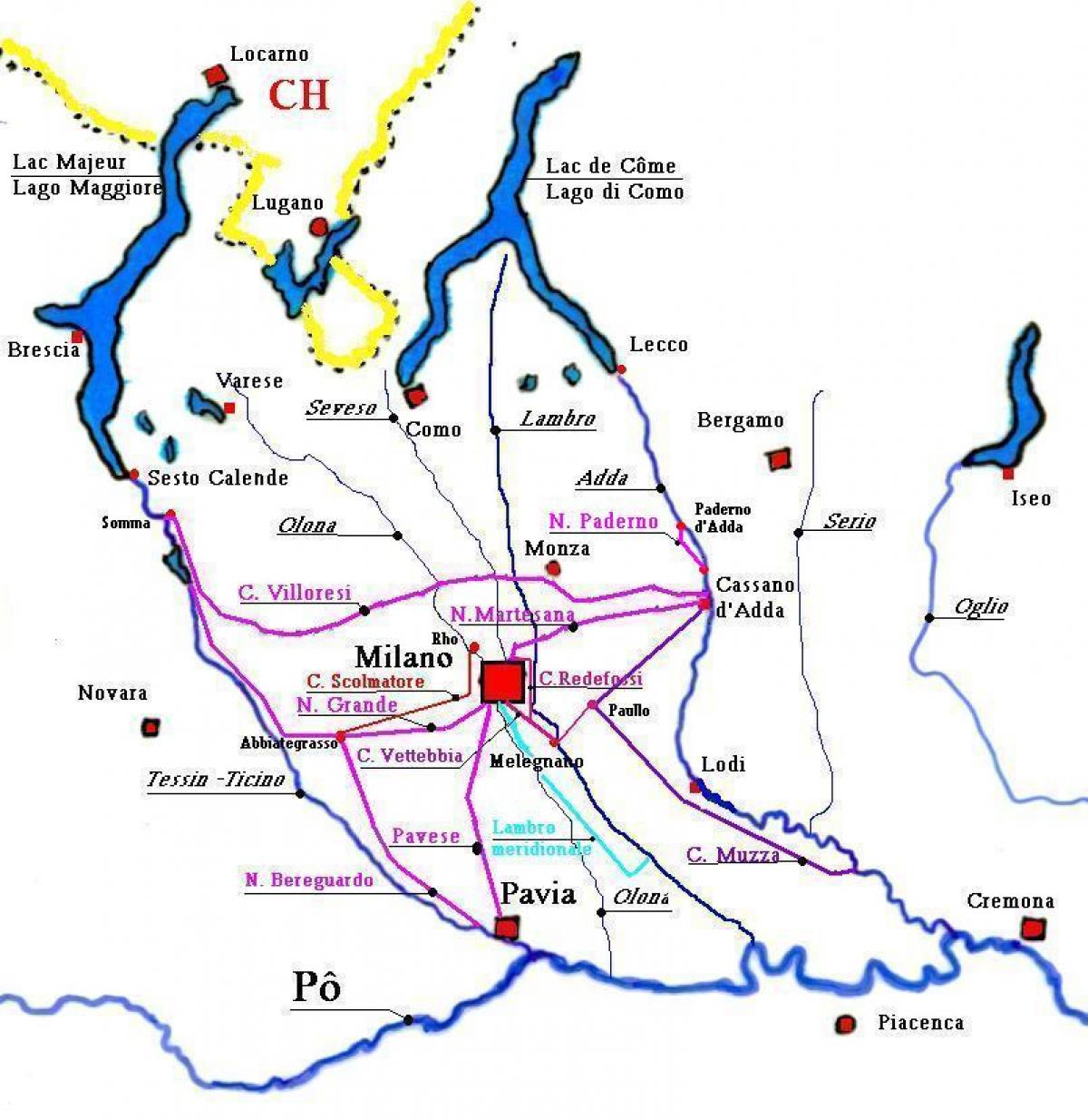نقشه از میلان navigli منطقه