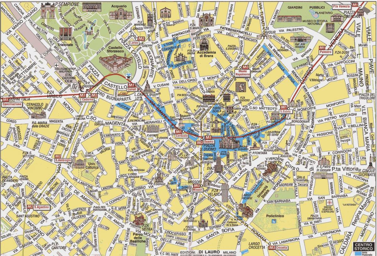 میلان نقشه شهر با جاذبه های