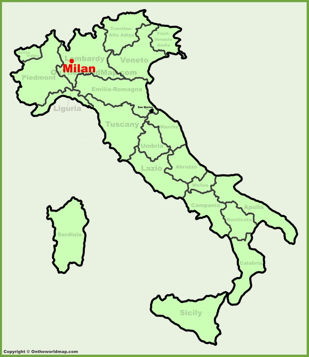 نقشه از ایتالیا نشان میلان