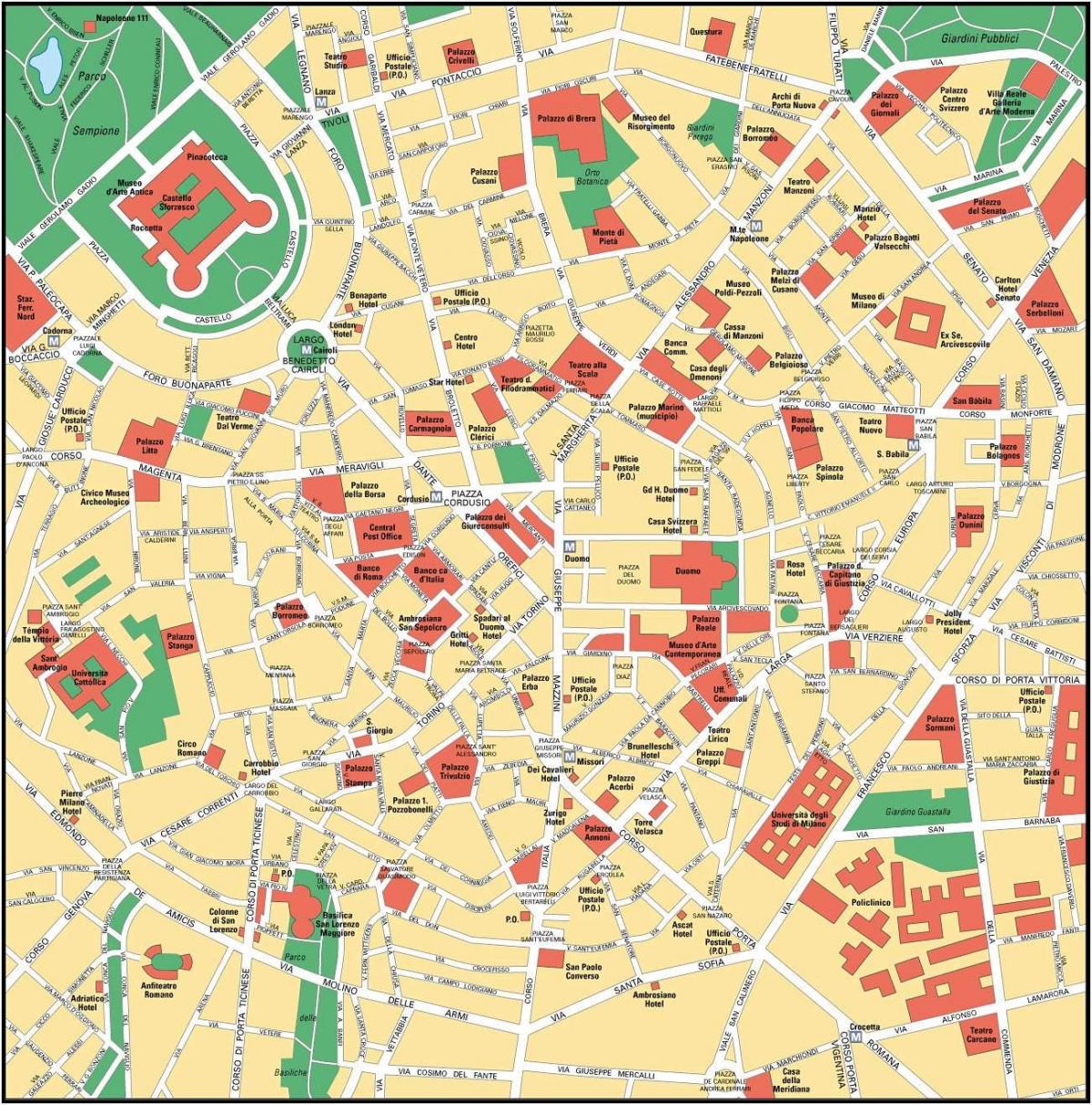 میلان ایتالیا شهر نقشه