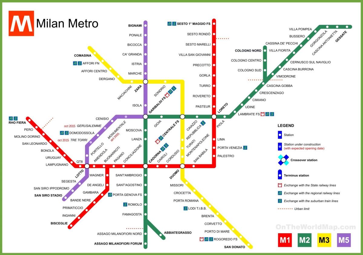 مترو میلان نقشه